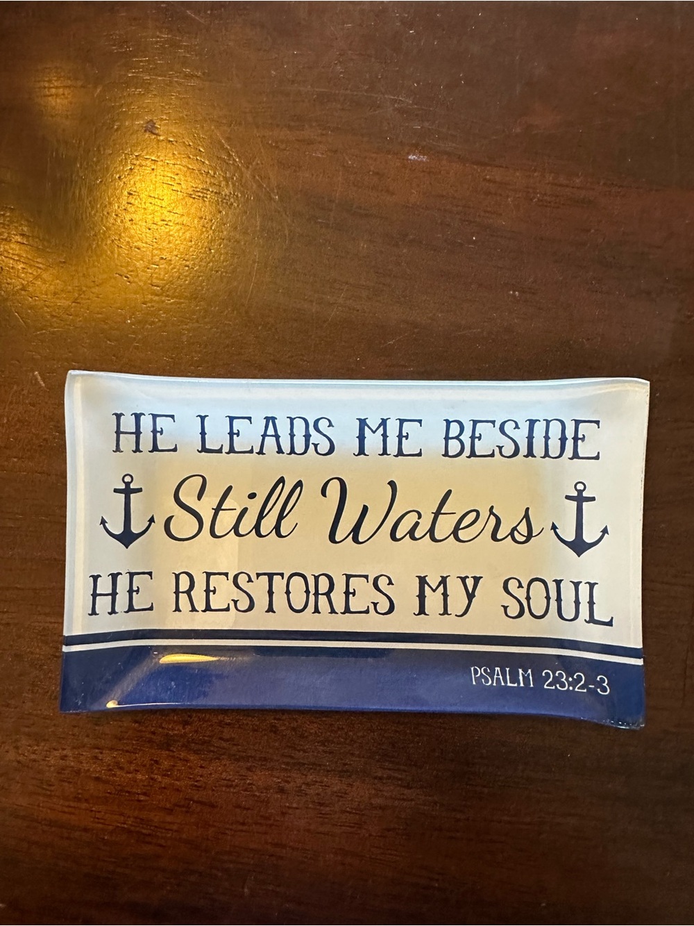 Stanley Blue and White 'Still Waters' Inspirational jewelry dish